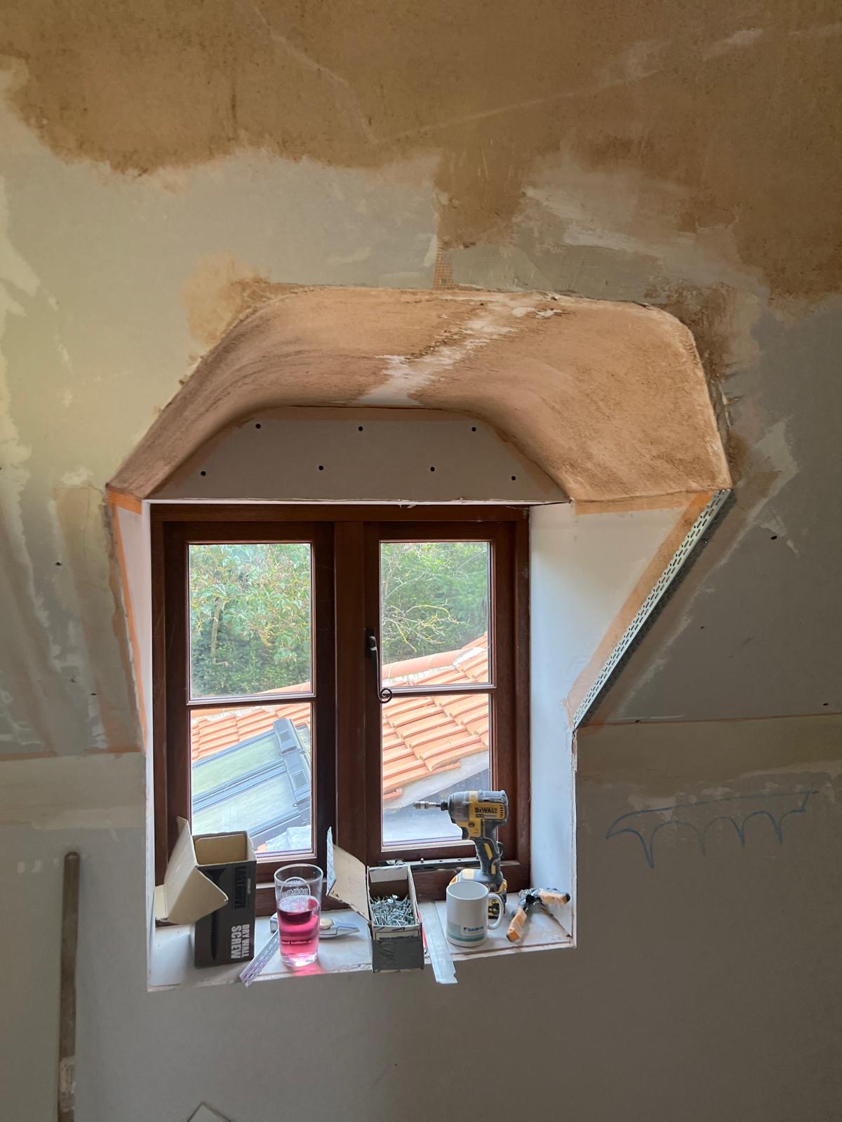 Before plastering around dormer window