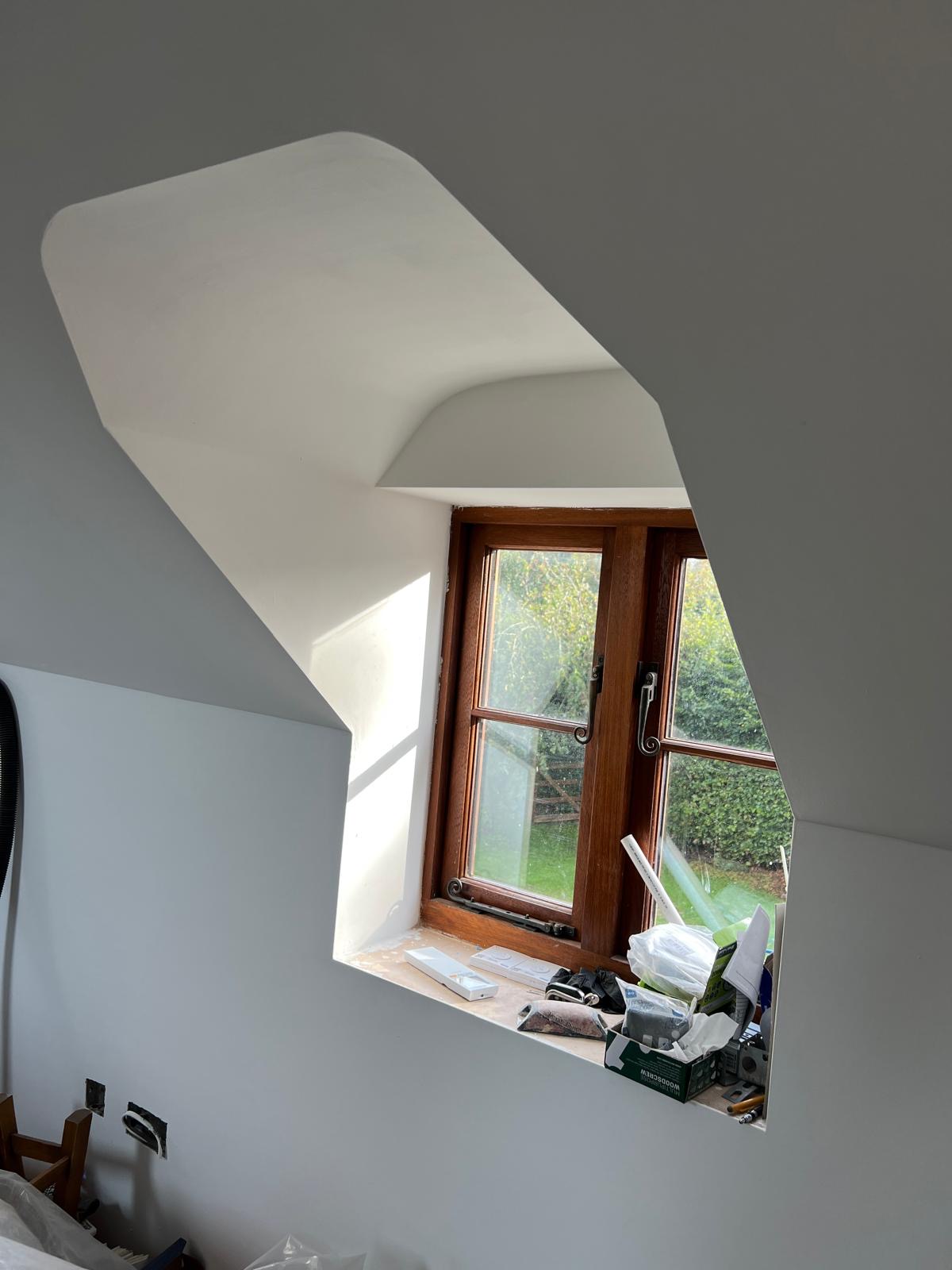 After plastering around dormer window
